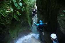 Technical jump in Grenant Canyon, Close to grenoble and Lyon, Chartreuse range